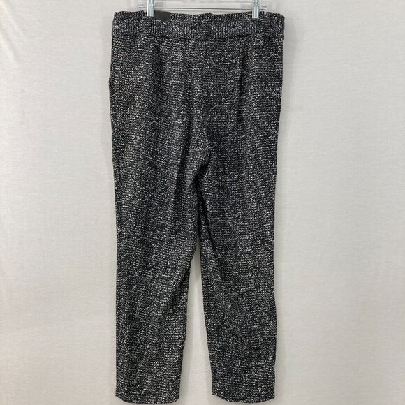 New Express Black White High Rise Belted Ankle Pants size 14 Office Career - Picture 11 of 13